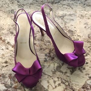 Something Bleu Purple Bow Heels